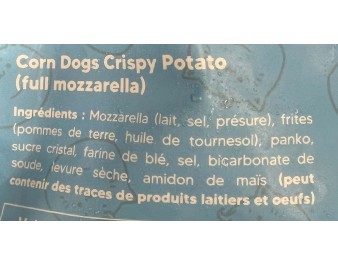 CORN DOGS MOZZARELLA CRISPY POTATO HALAL 3 P. ****