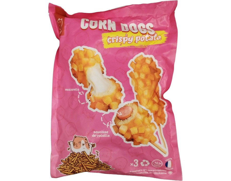 CORN DOGS SAUCISSE VOLAILLE MOZZARELLA CRISPY POTATO HALAL 3 P. ****