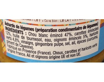 ACHARDS DE LEGUMES