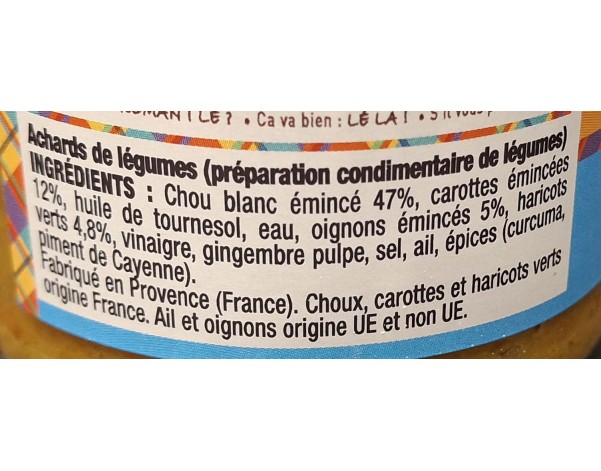 ACHARDS DE LEGUMES