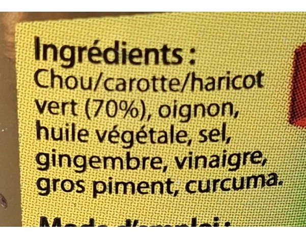 ACHARDS DE LEGUMES