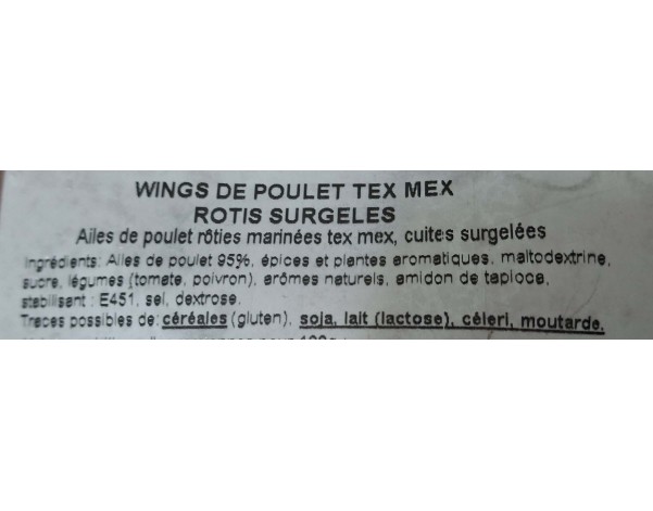 AILE DE POULET HALAL TEX MEX ****