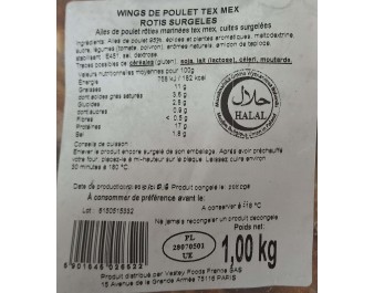 AILE DE POULET HALAL TEX MEX ****