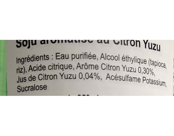 ALCOOL DE RIZ SOJU CITRON YUZU 12°