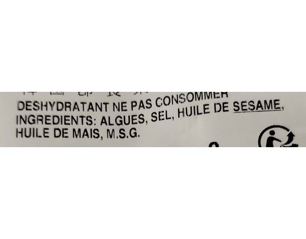 ALGUE ASSAISONNEE SECHEE 3 P.