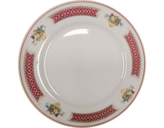 ASSIETTE PLATE BLANCHE ET ROUGE 17.70 CM 7 POUCES