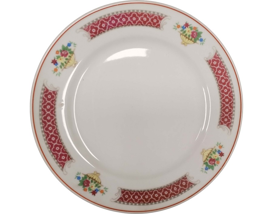 ASSIETTE PLATE BLANCHE ET ROUGE 17.70 CM 7 POUCES