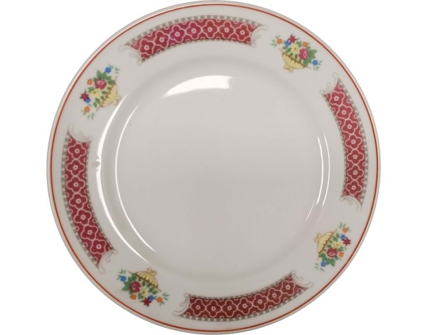 ASSIETTE PLATE BLANCHE ET ROUGE 17.70 CM 7 POUCES