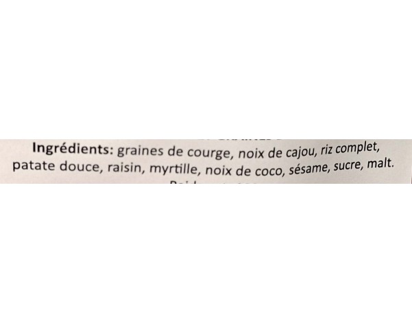 BARRE CERALE NOIX DE CAJOU ET GRAINE DE COURGE