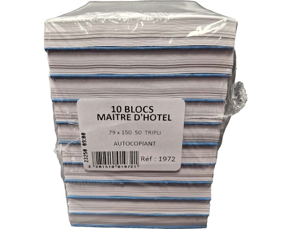BLOC COMMANDE AUTOCOPIANT 3F. 79 X 150 MM 10 P.