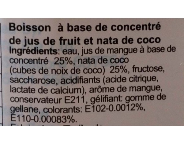 BOISSON A LA MANGUE ET NATA DE COCO (MOGU MOGU)