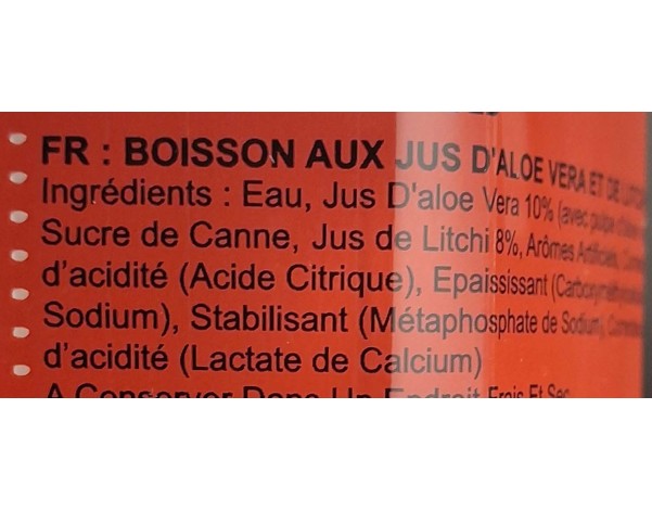 BOISSON ALOE VERA ET LYCHEE