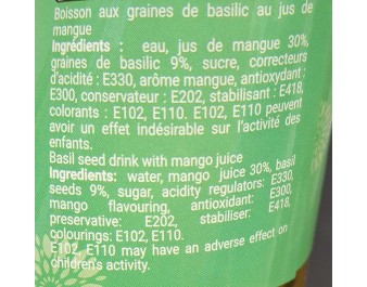BOISSON AUX GRAINES DE BASILIC A LA MANGUE