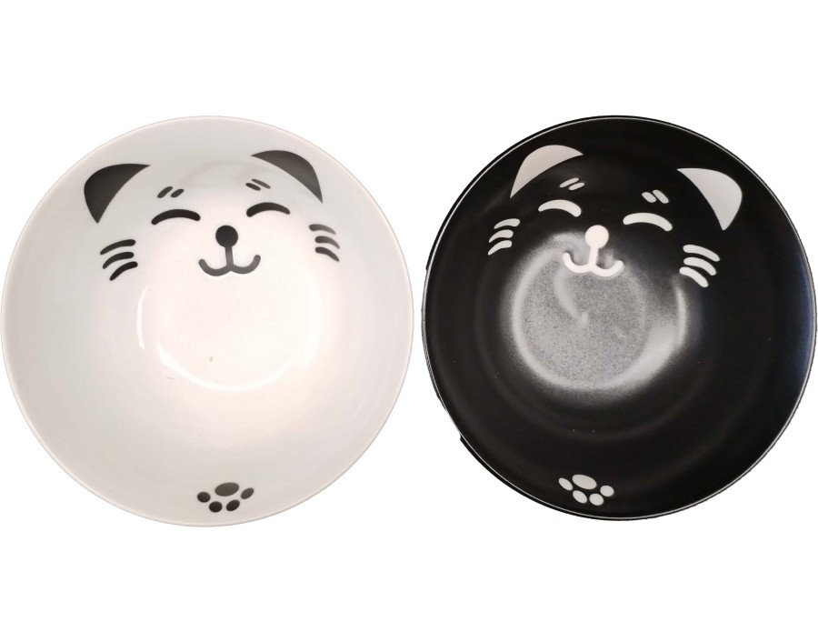 BOL CHAT NOIR ET BLANC 15 X H7 CM + BAGUETTE
