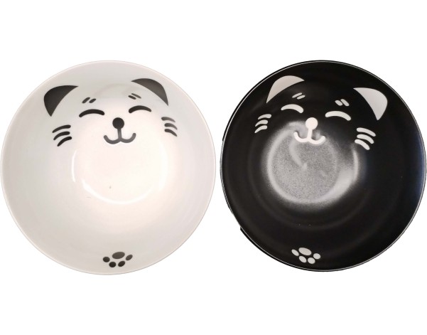 BOL CHAT NOIR ET BLANC 15 X H7 CM + BAGUETTE