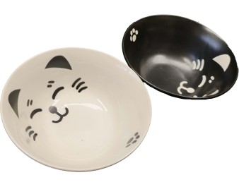 BOL CHAT NOIR ET BLANC 15 X H7 CM + BAGUETTE