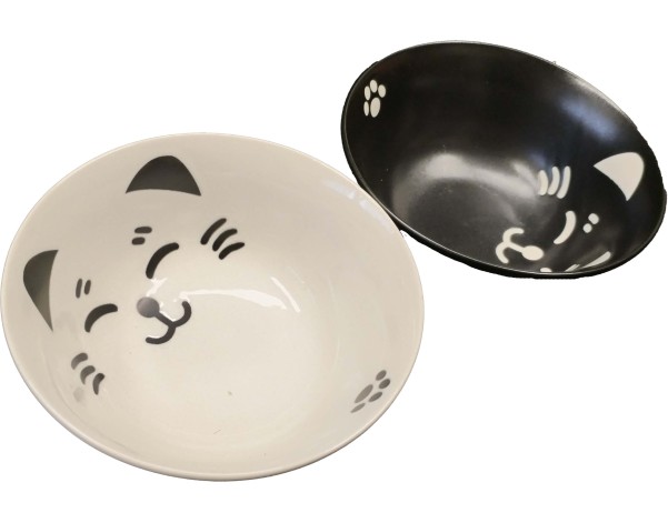 BOL CHAT NOIR ET BLANC 15 X H7 CM + BAGUETTE