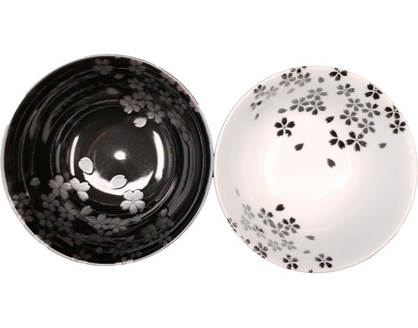 BOL FLEUR NOIR ET BLANC 15 X H7 CM + BAGUETTE