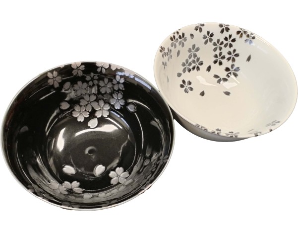 BOL FLEUR NOIR ET BLANC 15 X H7 CM + BAGUETTE