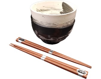 BOL NOIR ET BLANC 13 X 8 CM + BAGUETTE