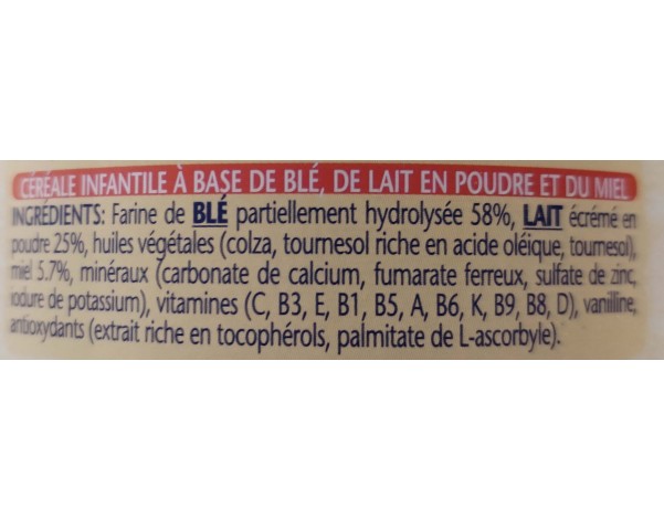 LAIT ET BLE EN POUDRE CERELAC MIEL