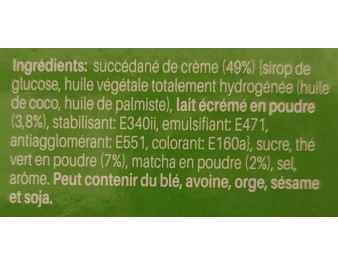 PREPARATION POUR BOISSON AU THE VERT AU LAIT