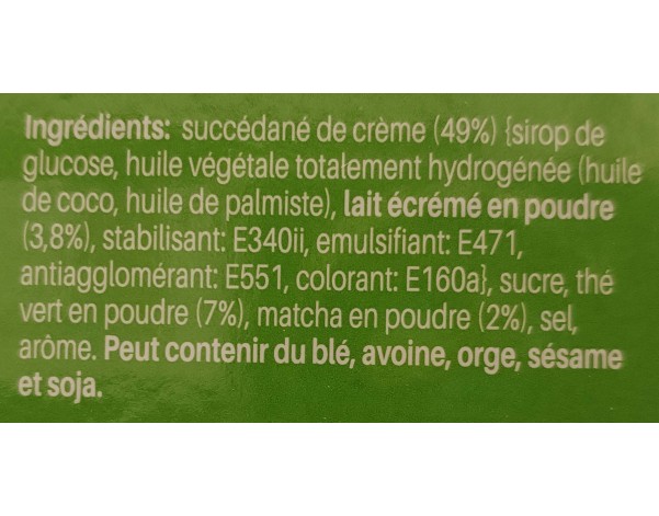 PREPARATION POUR BOISSON AU THE VERT AU LAIT