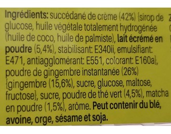 PREPARATION POUR BOISSON AU THE VERT ET GINGEMBRE AU LAIT