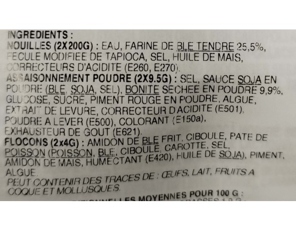 NOUILLE AU BLE UDON ARÔME POISSON BONITE