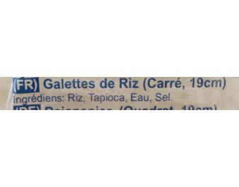 GALETTE DE RIZ 19 CM CARRE