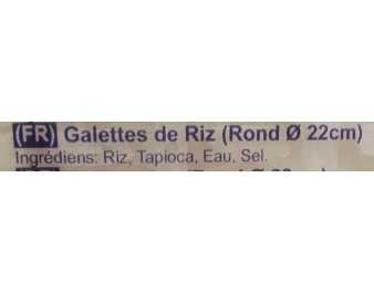 GALETTE DE RIZ 22 CM