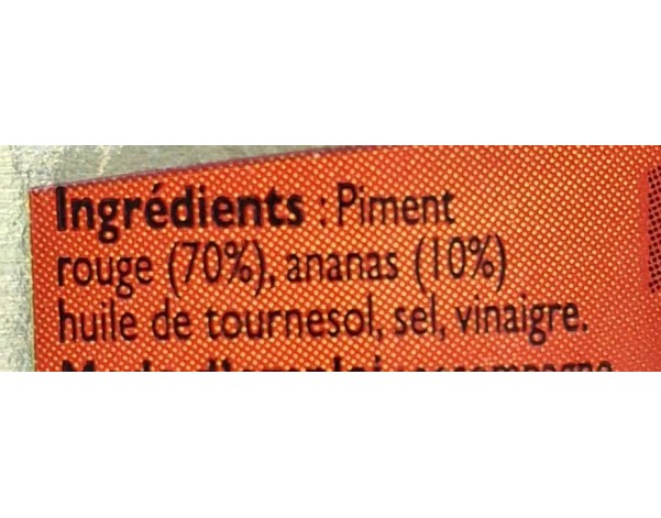 PATE DE PIMENT ROUGE ANANAS