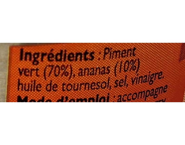 PATE DE PIMENT VERT ANANAS