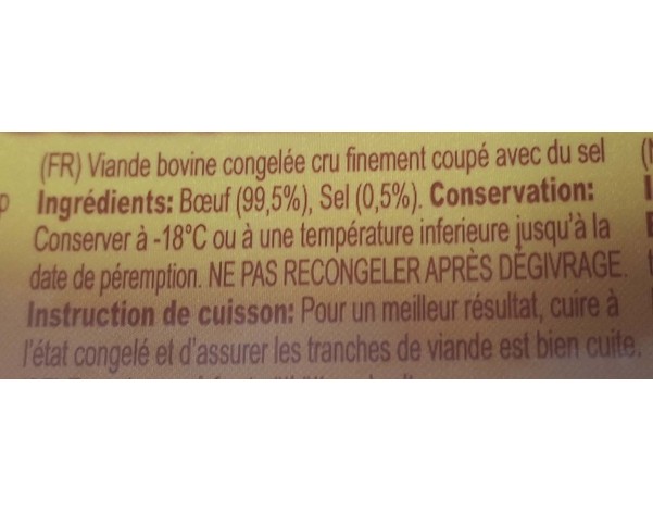 VIANDE DE BOEUF EN TRANCHE ****