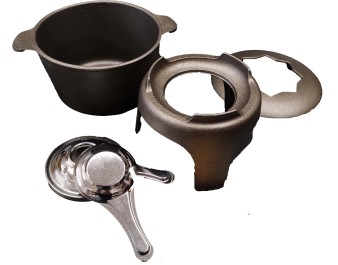 MARMITE EN FONTE 17 CM AVEC SUPPORT ET KIT