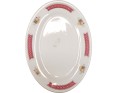 PLAT OVAL BLANC ET ROUGE 25.50 X 18.80 CM