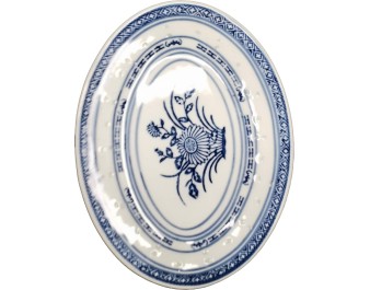 PLAT OVAL BLEU 23 X 16.50 CM 9 POUCES
