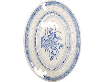 PLAT OVAL BLEU 25.20 X 18 CM 10 POUCES