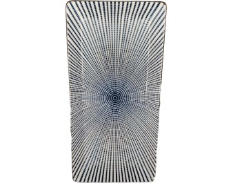 PLAT RECTANGLE BLEU BLANC 23 X 11.5 CM