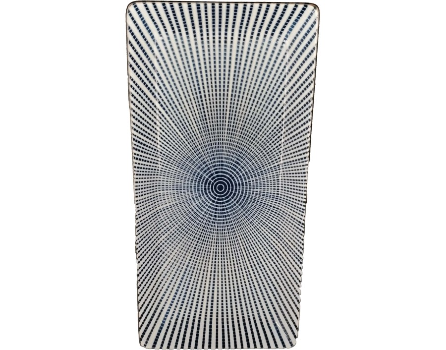 PLAT RECTANGLE BLEU BLANC 23 X 11.5 CM