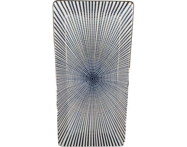 PLAT RECTANGLE BLEU BLANC 23 X 11.5 CM