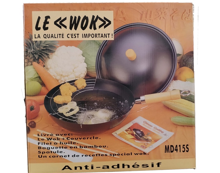 POELE / WOK AVEC FILET A HUILE 30 CM 12 POUCES