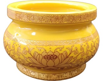 POT A ENCENS 12.5 CM 5 POUCES JAUNE ET DORE