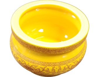 POT A ENCENS 12.5 CM 5 POUCES JAUNE ET DORE