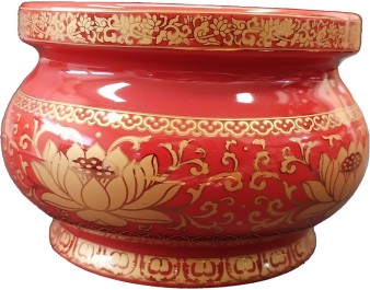 POT A ENCENS 12.5 CM 5 POUCES ROUGE ET DORE