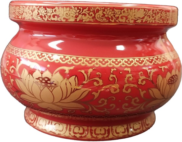 POT A ENCENS 12.5 CM 5 POUCES ROUGE ET DORE