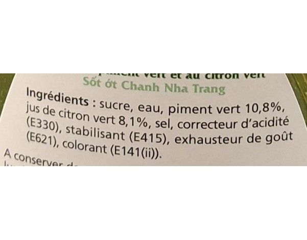 SAUCE DE PIMENT AU CITRON VERT