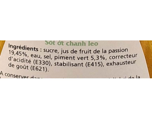 SAUCE DE PIMENT AU FRUIT DE LA PASSION