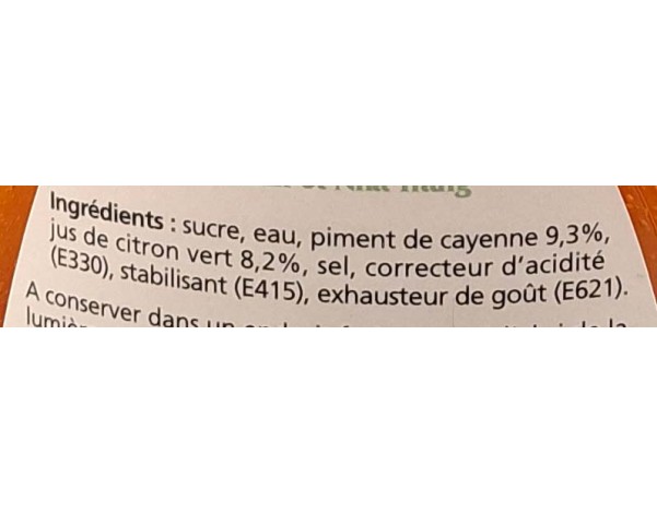 SAUCE DE PIMENT CAYENNE ET CITRON VERT