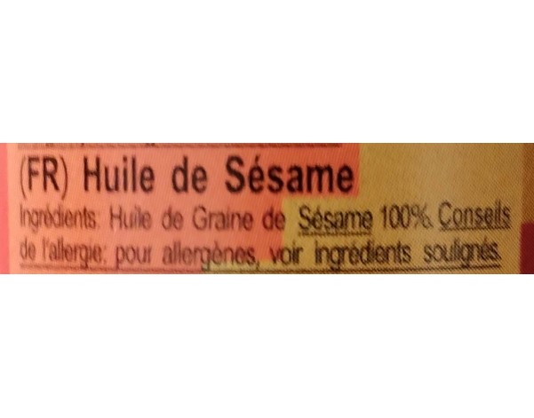 HUILE DE SESAME PURE